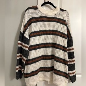 American Eagle Outfitters Striped Sweater - Cream, Black, Brown
